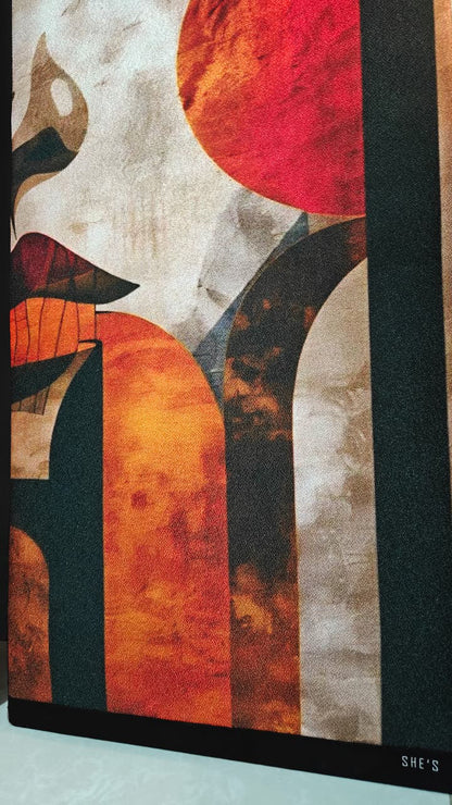 Abstract Face Canvas Wall Hanging Set — Modern Wooden Plank Art