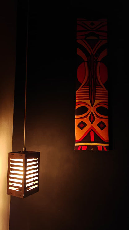 African Tribal Canvas Wall Hanging Set of 8 — Wooden Plank Art