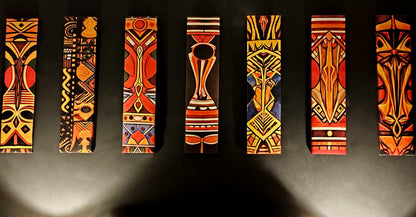 African Tribal Canvas Wall Hanging Set of 8 — Wooden Plank Art