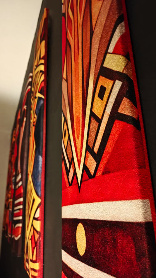 Royal Guardian Mask — African Tribal Canvas Wall Hanging