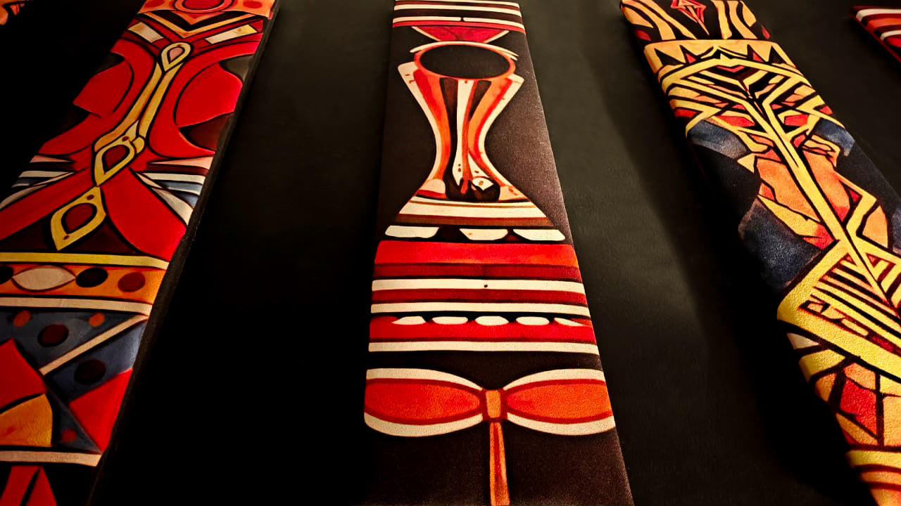 African Tribal Canvas Wall Hanging Set of 8 — Wooden Plank Art