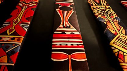 African Tribal Canvas Wall Hanging Set of 8 — Wooden Plank Art