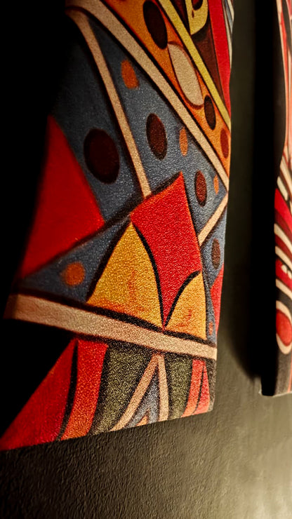 African Tribal Canvas Wall Hanging Set of 8 — Wooden Plank Art