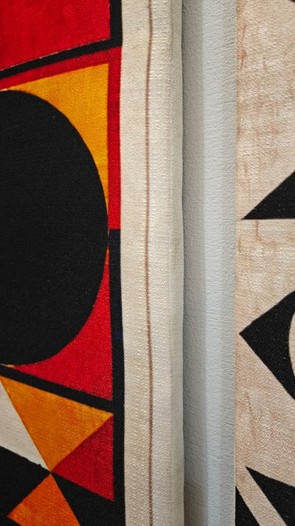 Geometric Tribal Canvas Wall Hanging Set — Wooden Plank Art